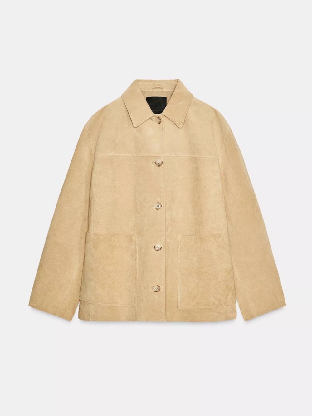 Zara Leather Collection Suede Jacket - Neutral Beige